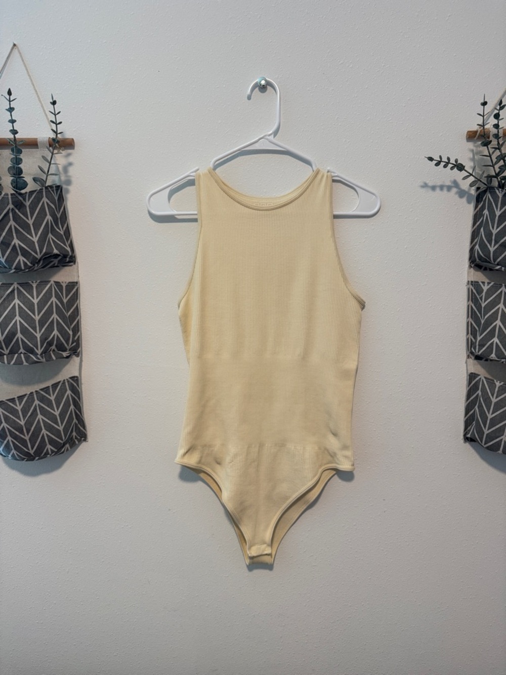 Sleeveless Cream Ribbed Women's Bodysuit